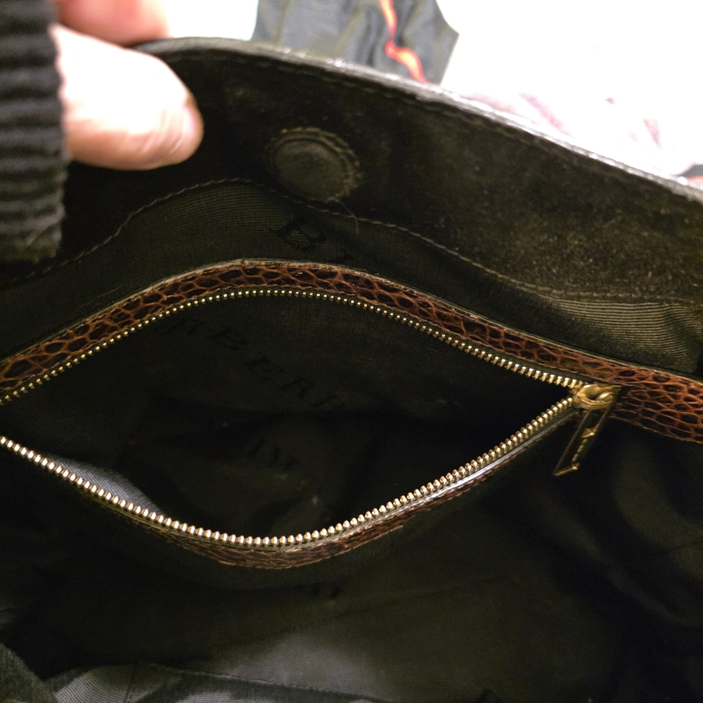 Burberry Textured Leather Shoulder Bag in Brown and Black - Picture 10 of 13